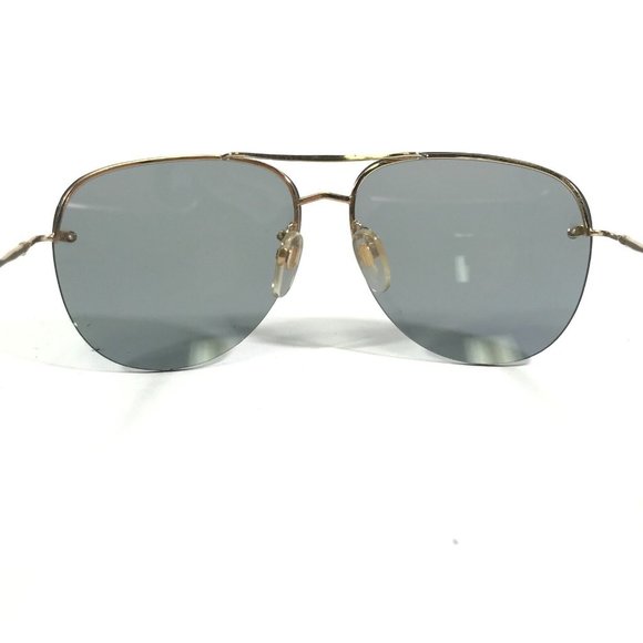 Vintage Aviators Sunglasses Gold Wire Frames with Blue Lenses Oversize Italy - Picture 7 of 8